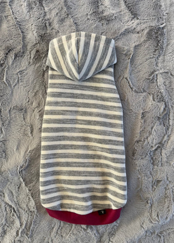 Cotton Hoodie - Red-Navy & Grey Striped