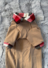 Charger l'image dans la galerie, Chandail long col chemise - Plaid tricolore &amp; beige
