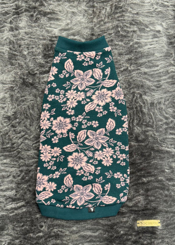 Organic cotton hoodie (with or without hood) - Teal & pink floral