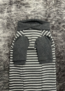 Chandail long à capuche - Rayé charcoal