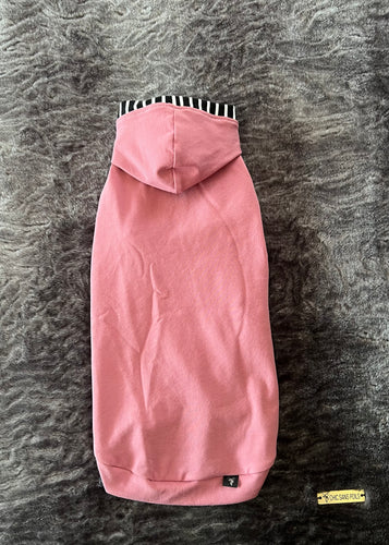Chandail long à capuche Henley - Bois de rose & rayé