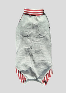 One piece PRÊT À PARTIR - Gris chiné & rayé burgundy