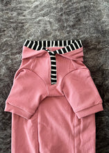 Charger l&#39;image dans la galerie, Chandail long à capuche Henley - Bois de rose &amp; rayé