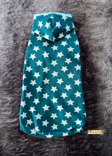 Chandail long à capuche -  Étoiles Teal