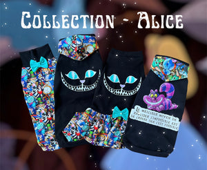 Long hooded sweater - Cheshire Glow in the dark (turquoise hood inside)