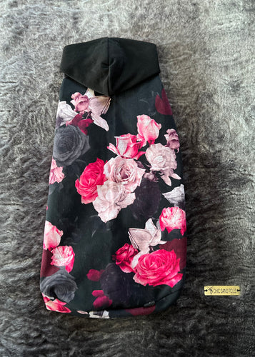 Long Hooded Sweater - Pink Roses