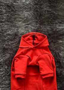Chandail  long à capuche - Rouge orange