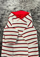 Charger l&#39;image dans la galerie, Hoodie de coton - Rayé rouge-marine &amp; gris