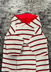 Hoodie de coton - Rayé rouge-marine & gris