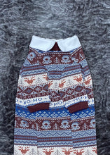 Charger l&#39;image dans la galerie, Chandail long col chemise - Effet tricot bleu et burgundy