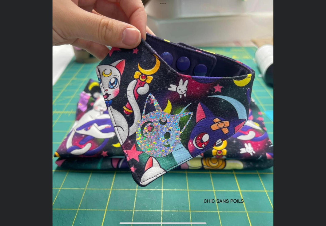Foulard chat standard - Luna foncé avec vinyle
