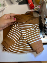 Load image into Gallery viewer, Long Curve Hooded Sweater - Caramel &amp; Striped