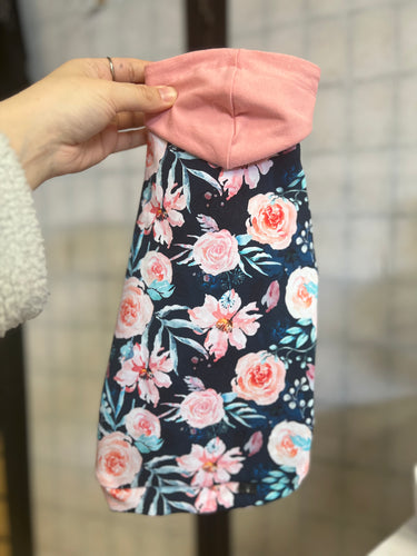 READY TO SHIP Long Hooded Sweater - Watercolor Roses MEDIUM