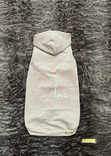 Chandail  long à capuche - Light gray & Love