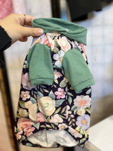 Load image into Gallery viewer, Long Hooded Sweater - Plum and Green Flowers