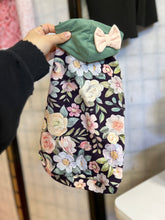 Load image into Gallery viewer, Long Hooded Sweater - Plum and Green Flowers