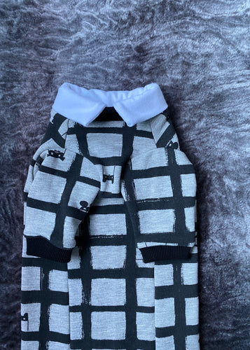 Long shirt collar sweater - Grey and mouse checks