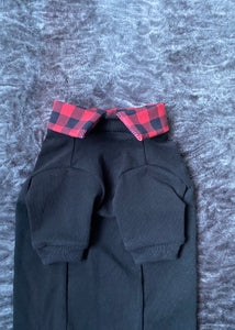 Long shirt collar sweater - Black red plaid