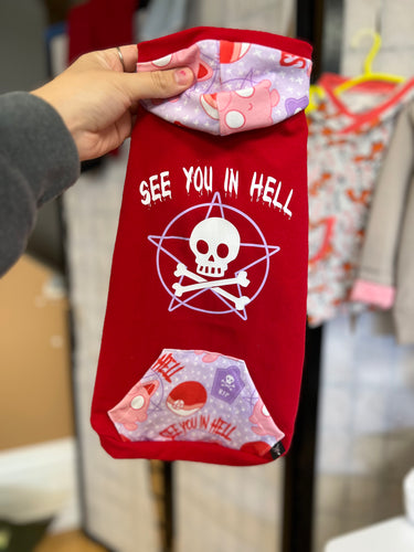 READY TO GO LARGE Long Hooded Sweater - SEE YOU IN HELL