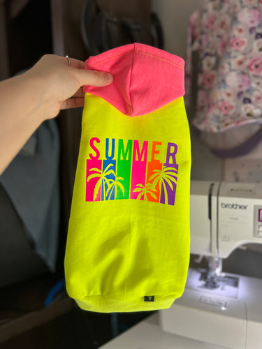 Long sleeve hoodie - NEON Yellow & pink SUMMER